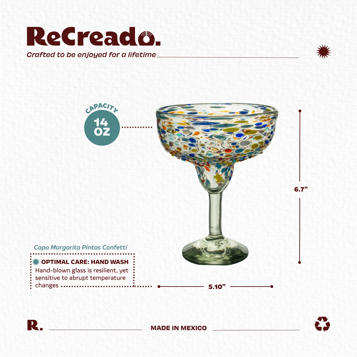 Set de 4 Copas Margarita Confeti