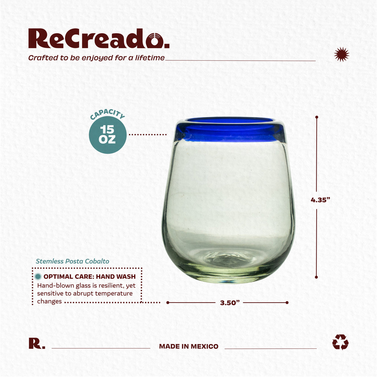 Set de 6 Vasos Stemless Posta Cobalto